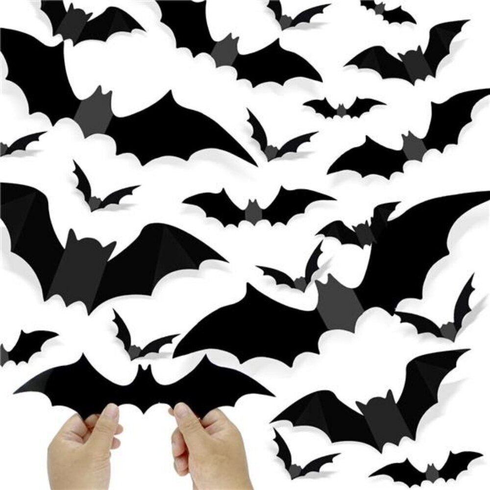 3D Bats Wall Stickers Halloween Decor 100 Pcs Set